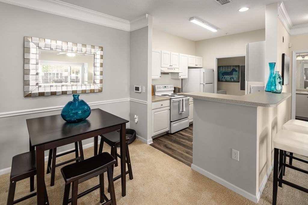 Dining Area and Kitchen at Abberly Woods Apartment Homes, Charlotte, North Carolina