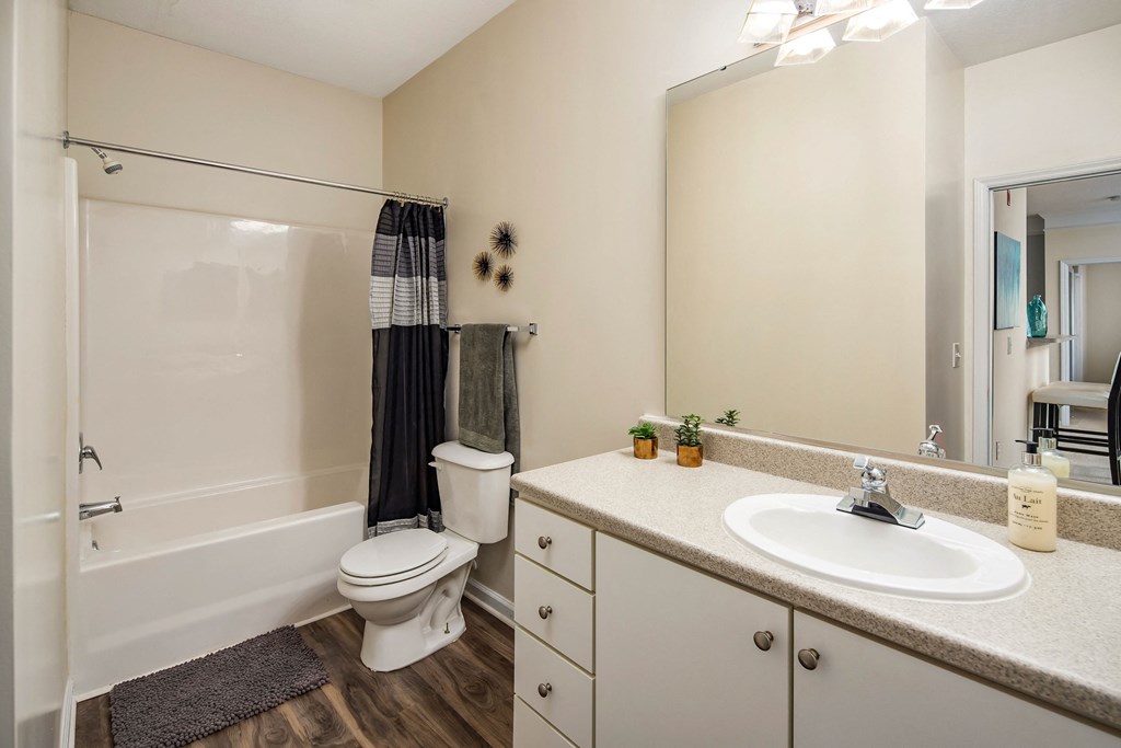 White on White Bath Cabinetry at Abberly Woods Apartment Homes, Charlotte, NC
