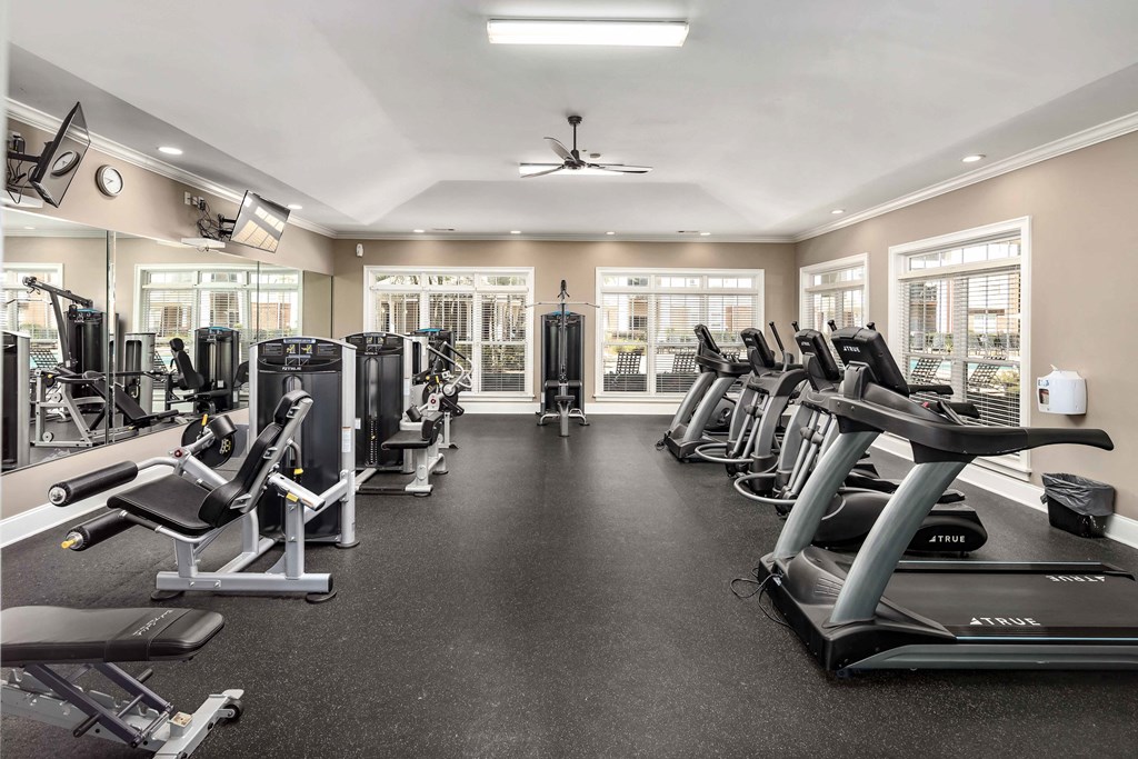 Well Equipped Fitness Center at Abberly Woods Apartment Homes, NC 28216