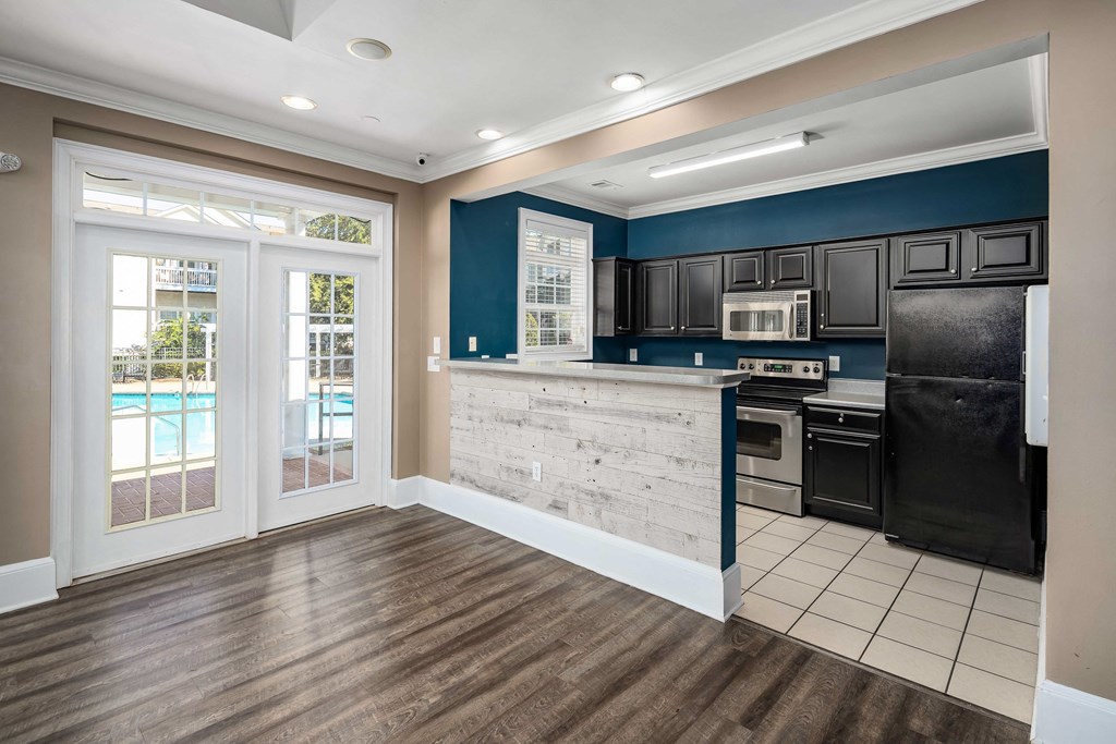 Clubhouse Kitchen at Abberly Woods Apartment Homes, Charlotte