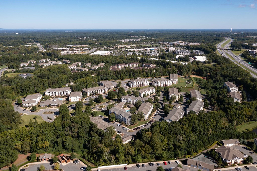 Aerial View of Community at Abberly Woods Apartment Homes, Charlotte, NC 28216