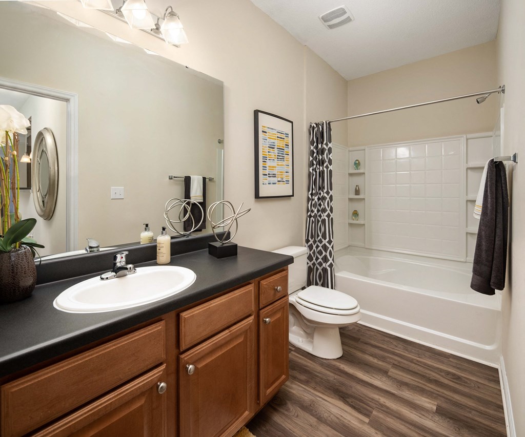 Plank Flooring in Bathroom at Abberly Woods Apartment Homes, Charlotte, 28216