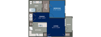 the floor plan of a small apartment with a bedroom and a living room