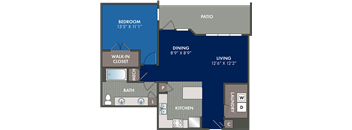 the blueprint of a floor plan of a studio apartment