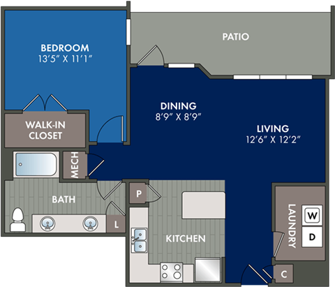 the blueprint of a floor plan of a studio apartment
