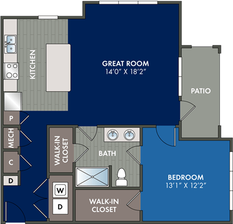 the floor plan of a small floor plan with a bedroom and a bathroom
