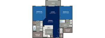 the floor plans of a bedroom apartment with a closet and a living room