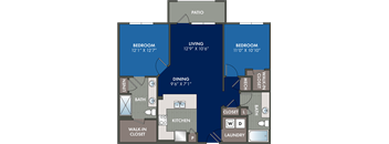 floor plans of a 2 bedroom floor plan with a closet and a living room