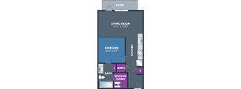 floor plan of a living room with a walk in closet