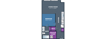 floor plan of a living room with a walk in closet
