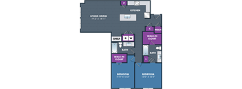 the floor plan of the living area and the bedroom floor