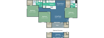 a blueprint of a floor plan of a living room and a kitchen