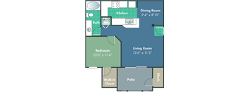 a blueprint of a floor plan of a living room and a dining room