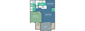 a blueprint of a floor plan of a living room and a dining room