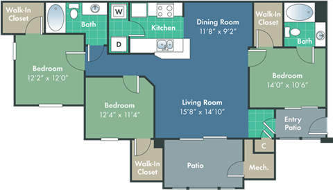 a blueprint of a floor plan of a apartment building