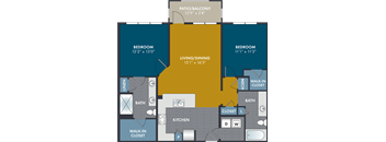 a floor plan of a living area and a kitchen