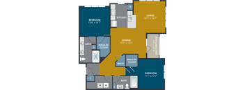 a floor plan of a living area and a kitchen