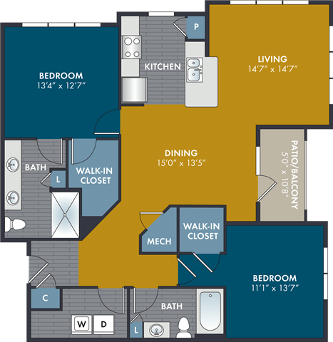 a floor plan of a living area and a kitchen