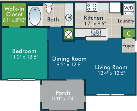a floor plan of a living room and dining room with a pool