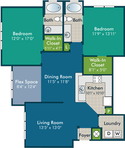 a floor plan of a living room and a dining room