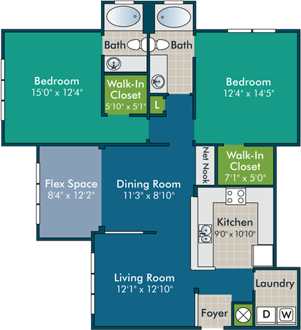 a floor plan of a living room and a dining room