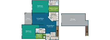 a blueprint of a floor plan of a living room and a dining room