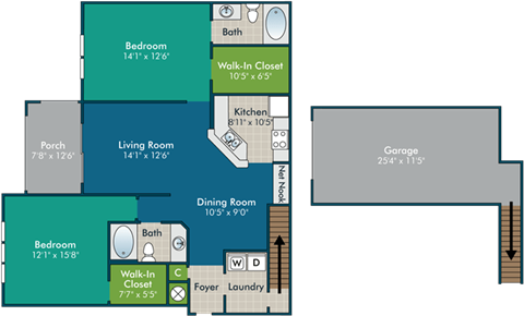 a blueprint of a floor plan of a living room and a dining room