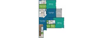 the floor plans of a living room and a dining room