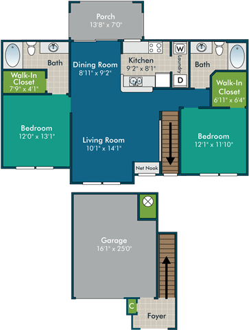 the floor plan of the living room and dining room of a house