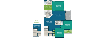 a floor plan of a living room and a dining room