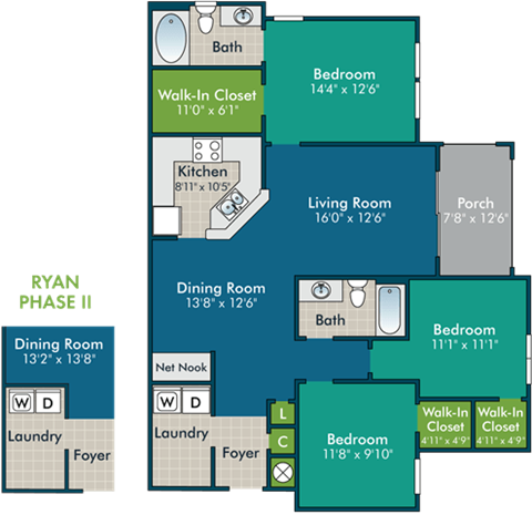 a floor plan of a living room and a dining room