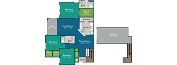 a floor plan of a living room and a dining room