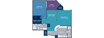 a blueprint of a floor plan of a living room and a dining room