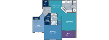 a floor plan of a living room and a dining room