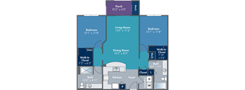 a blueprint of a floor plan of a living room and a dining room