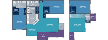 a blueprint of theoblue apartments floor plan