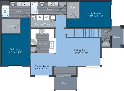 San Marco II Floor Plan at Abberly Square Apartment Homes, Waldorf, Maryland