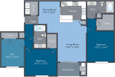 Trafalgar II Floor Plan at Abberly Square Apartment Homes, Waldorf, MD