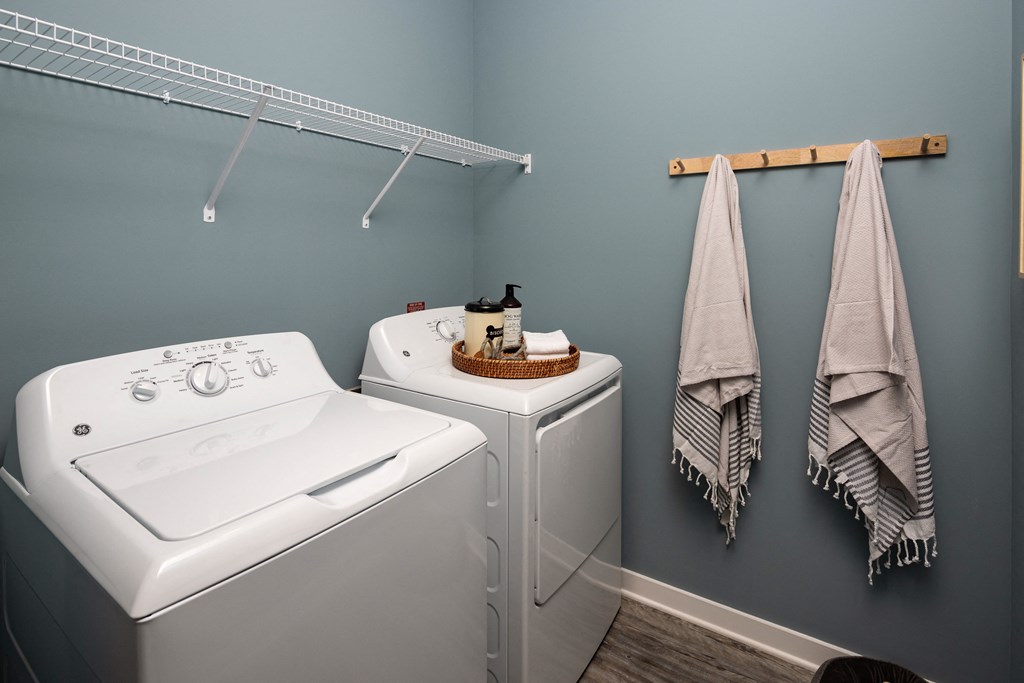 a washer and dryer in the laundry room