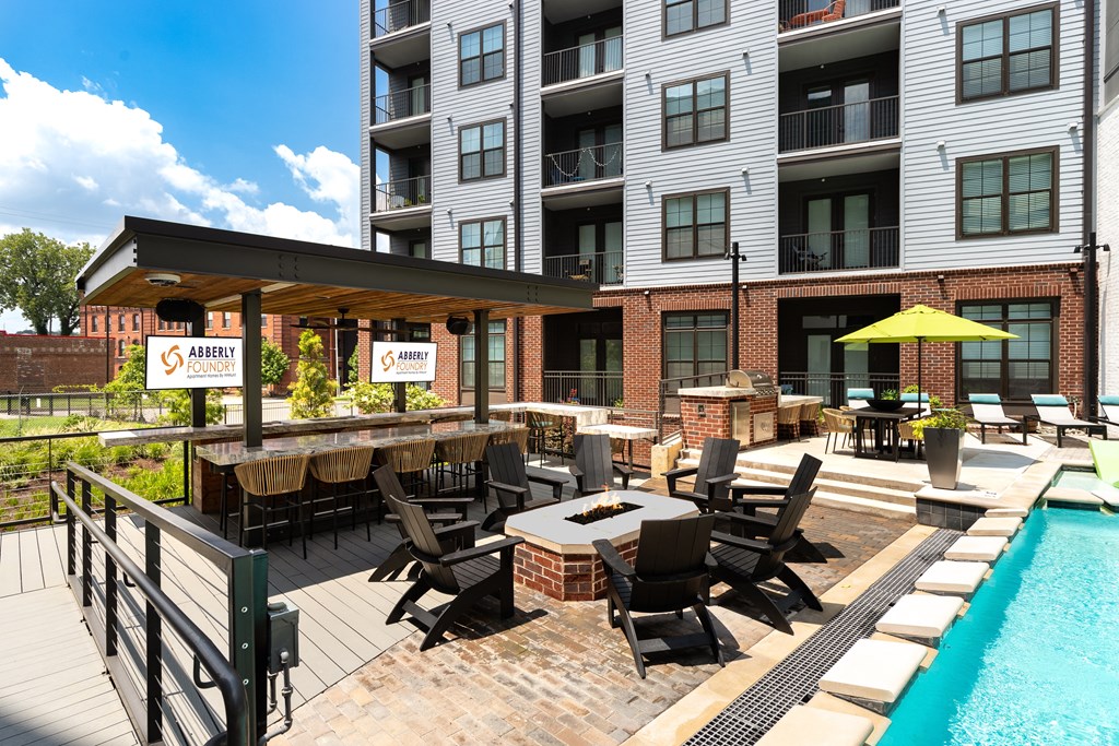 our apartments offer a clubhouse with a pool at Abberly Foundry Apartment Homes, Nashville