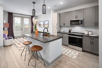Kitchen with counter tops  at Abberly Foundry Apartment Homes, Nashville