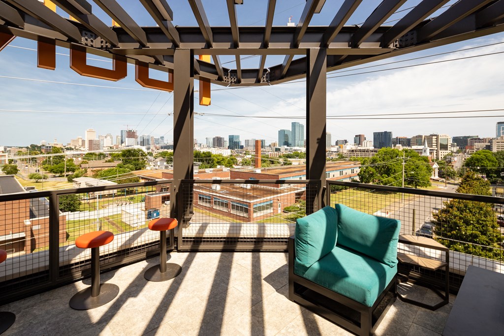 a view of the city from the rooftop deck at Abberly Foundry Apartment Homes, Nashville, 37203
