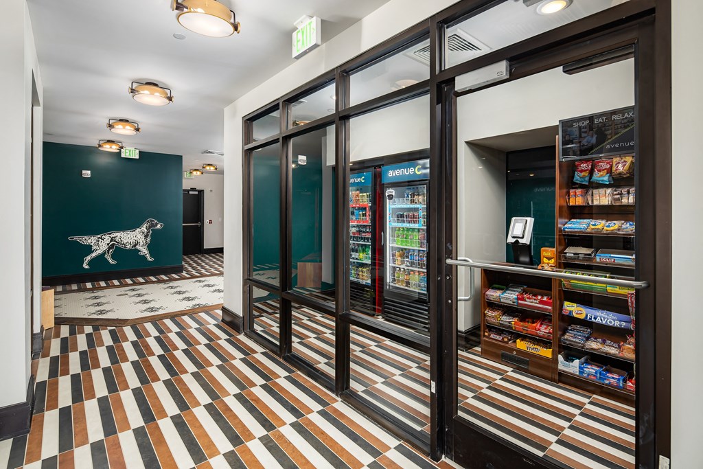a view of the entrance to the store from the lobby at Abberly Foundry Apartment Homes, Nashville, Tennessee