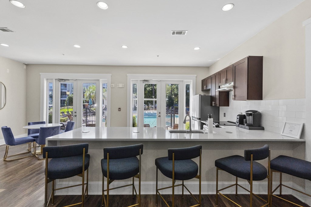 a kitchen with a large counter at West Ashley Apartment Homes, Charleston, 29414