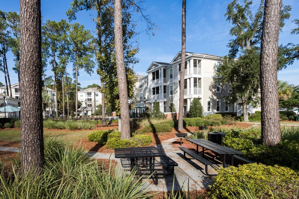 Park with benches at West Ashley Apartment Homes, Charleston, SC, 29414