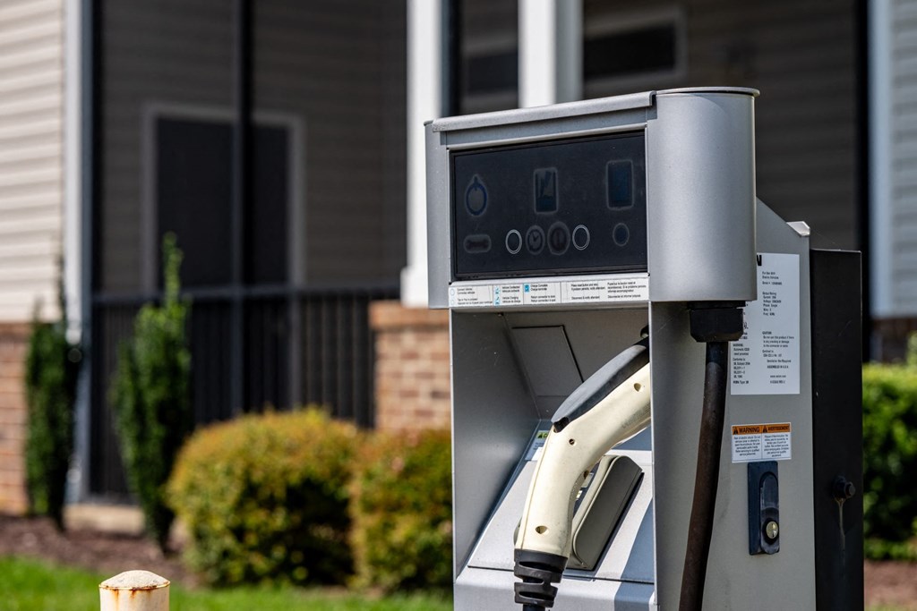 a self service kiosk is shown in front of a house at Abberly Crest Apartment Homes, Lexington Park, Maryland