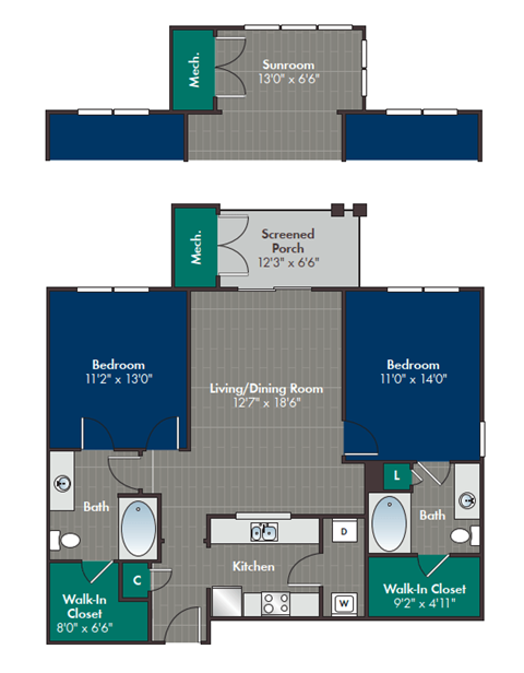 Paseo Floor Plan at Abberly at West Ashley Apartment Homes, Charleston