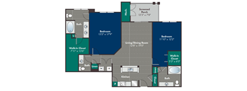 Wynwood Floor Plan at Abberly at West Ashley Apartment Homes, South Carolina, 29414