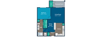1 bedroom 1 bathroom Pearson Floor Plan at Abberly Crest Apartment Homes by HHHunt, Lexington Park, Maryland