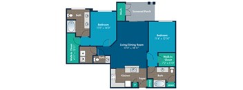 2 bedroom 2 bathroom Seneca Floor Plan at Abberly Crest Apartment Homes by HHHunt, Lexington Park